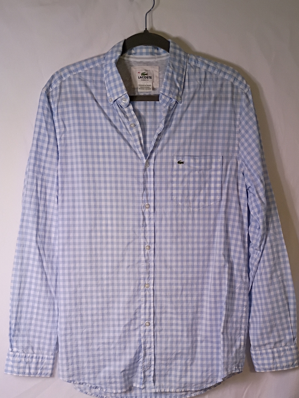 Lacoste Light Blue Gingham Button-Down Shirt